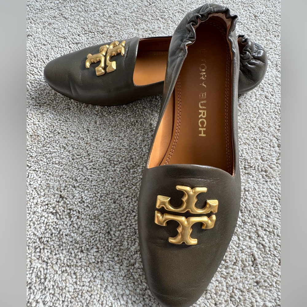 Tory Burch Eleanor Loafer, Olive Green, Size 7M